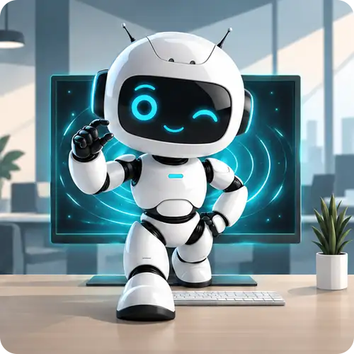 指先で少しの負担を示すようにウインクするAIエージェント