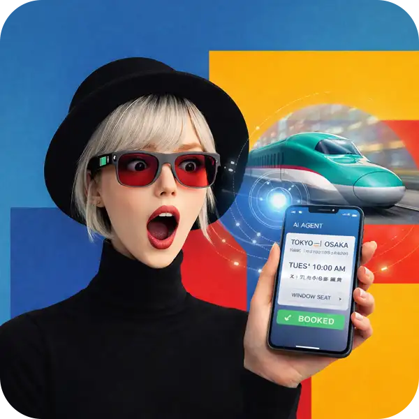 スマートフォンを操作する若者の周囲に、動画・SNS・EC・対話型AIを象徴するアイコンが浮かび、複数のプラットフォームを使い分ける検索行動