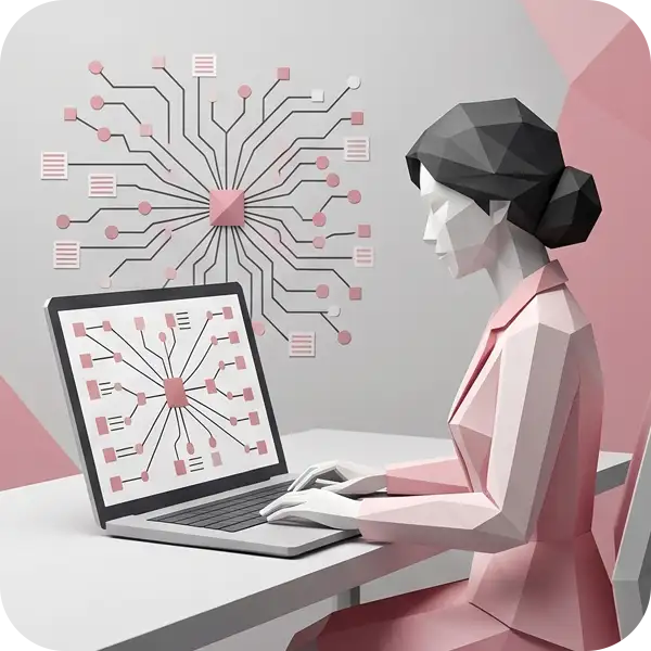 大規模言語モデル（LLM）の学習データとナレッジグラフを確認するLLMO対策のイラスト