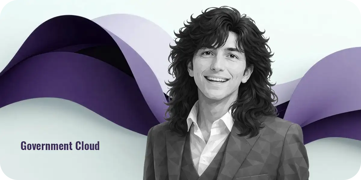 ガバメントクラウド移行・導入支援を象徴するメインビジュアル。信頼感のあるプロフェッショナルのポートレート（Government Cloud）