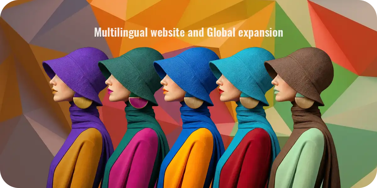 多言語サイト制作とグローバル展開を象徴する、多様な色彩の衣装をまとった5人の女性のイメージ（Multilingual website and Global expansion）