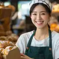 ベーカリーの店先で笑顔のスタッフ｜店舗専用LP制作のご案内