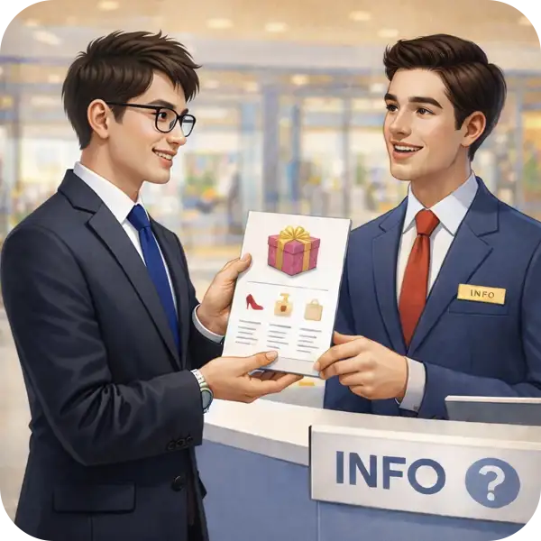 AIOのイメージ：コンシェルジュ（AI）が読み取りやすいように、お店のパンフレットや仕様書（データ）を整理整頓して渡している様子