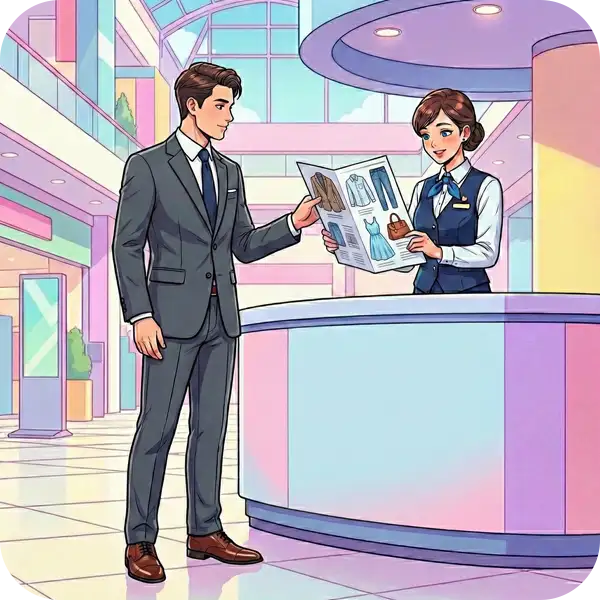 AIOのイメージ：コンシェルジュ（AI）が読み取りやすいように、お店のパンフレットや仕様書（データ）を整理整頓して渡している様子