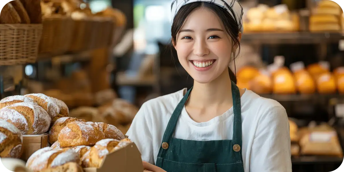 笑顔で接客する店舗スタッフのイメージ(店舗向けLP制作)