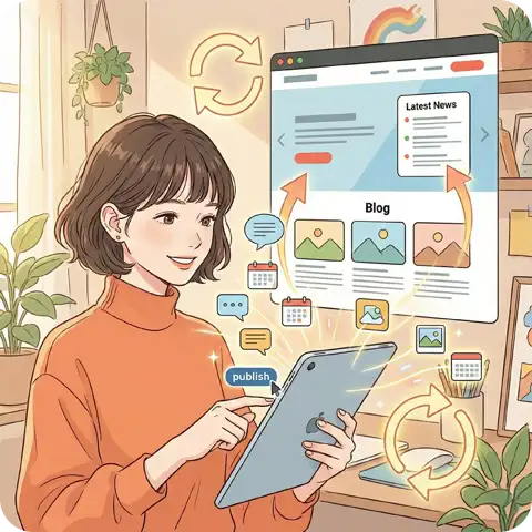 あとから自分で更新できるCMS機能のイメージ