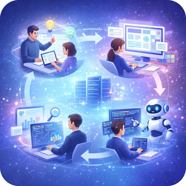 企画から制作・開発・運用まで一貫して進めるワンストップ体制のイメージ