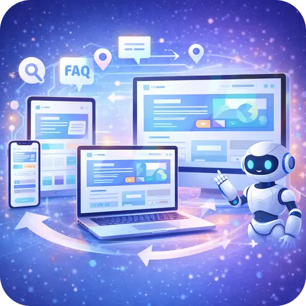 スマホ・PC・タブレットなど複数端末で最適表示されるUI/UX設計のイメージ